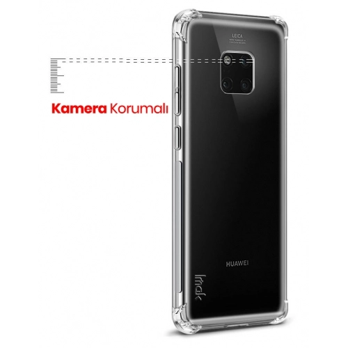 Huawei Mate 20 Pro Kılıf Silikon Köşe Korumalı Airbag Darbe Emici Kapak - Şeffaf