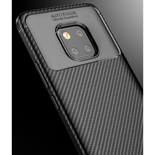 Huawei Mate 20 Pro Kılıf Silikon Parmak İzi Bırakmayan Karbon Soft Negro Kapak - Siyah