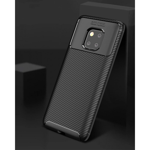 Huawei Mate 20 Pro Kılıf Silikon Parmak İzi Bırakmayan Karbon Soft Negro Kapak - Siyah