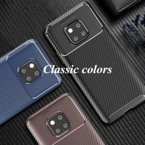 Huawei Mate 20 Pro Kılıf Silikon Parmak İzi Bırakmayan Karbon Soft Negro Kapak - Lacivert