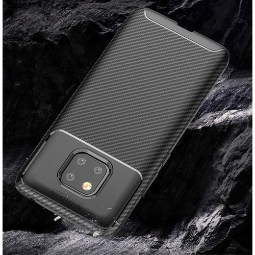 Huawei Mate 20 Pro Kılıf Silikon Parmak İzi Bırakmayan Karbon Soft Negro Kapak - Siyah