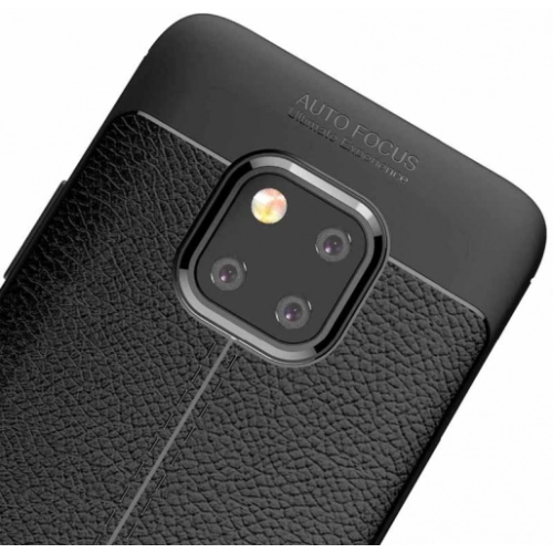 Huawei Mate 20 Pro Kılıf Deri Görünümlü Lüks Parmak İzi Bırakmaz Niss Silikon Kapak - Lacivert