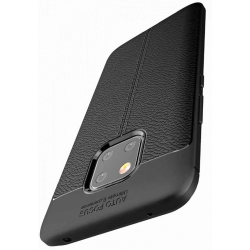 Huawei Mate 20 Pro Kılıf Deri Görünümlü Lüks Parmak İzi Bırakmaz Niss Silikon Kapak - Lacivert