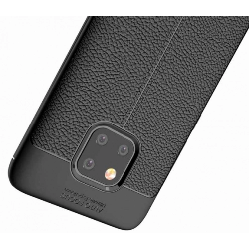 Huawei Mate 20 Pro Kılıf Deri Görünümlü Lüks Parmak İzi Bırakmaz Niss Silikon Kapak - Lacivert