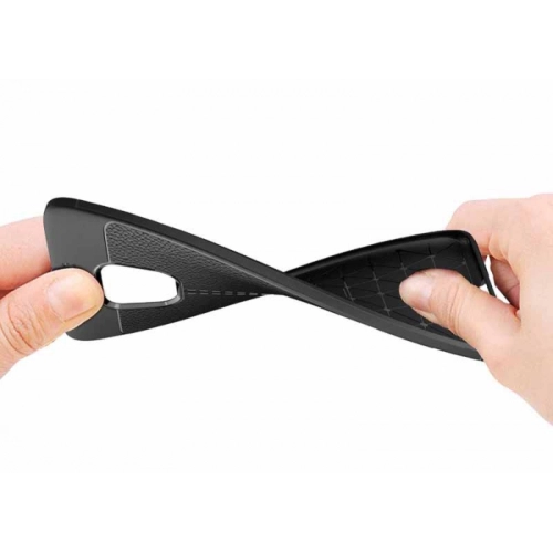 Huawei Mate 20 Pro Kılıf Deri Görünümlü Lüks Parmak İzi Bırakmaz Niss Silikon Kapak - Lacivert