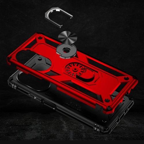 Huawei Nova 9 SE Kılıf Silikon Zırhlı Standlı Yüzüklü Mıknatıslı Tank Kapak - Lacivert