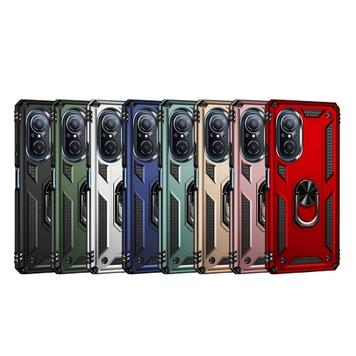 Huawei Nova 9 SE Kılıf Silikon Zırhlı Standlı Yüzüklü Mıknatıslı Tank Kapak - Lacivert