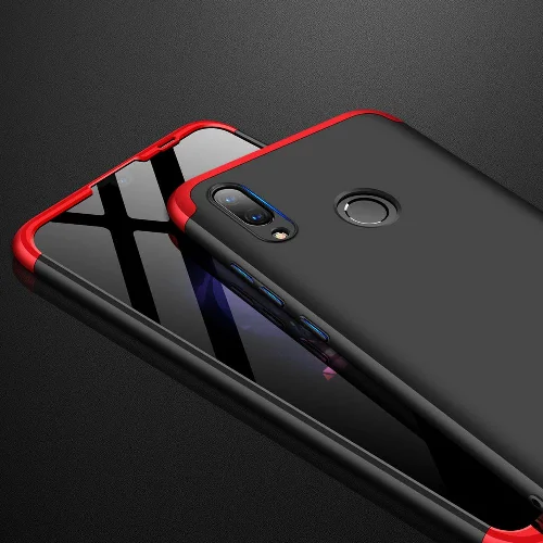 Huawei P Smart 2019 Kılıf 3 Parçalı 360 Tam Korumalı Rubber AYS Kapak  - Kırmızı