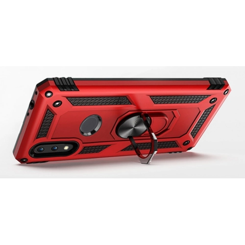 Huawei P Smart 2019 Kılıf Silikon Zırhlı Standlı Yüzüklü Mıknatıslı Tank Kapak - Siyah