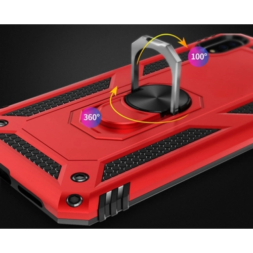 Huawei P Smart 2019 Kılıf Silikon Zırhlı Standlı Yüzüklü Mıknatıslı Tank Kapak - Lacivert