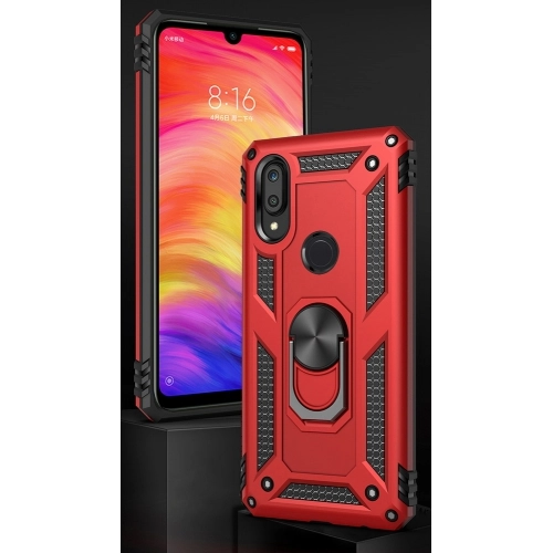 Huawei P Smart 2019 Kılıf Silikon Zırhlı Standlı Yüzüklü Mıknatıslı Tank Kapak - Siyah