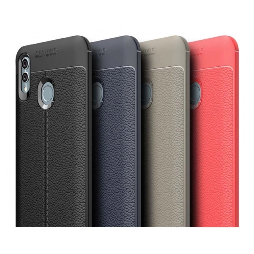 Huawei P Smart 2019 Kılıf Deri Görünümlü Lüks Parmak İzi Bırakmaz Niss Silikon Kapak - Lacivert