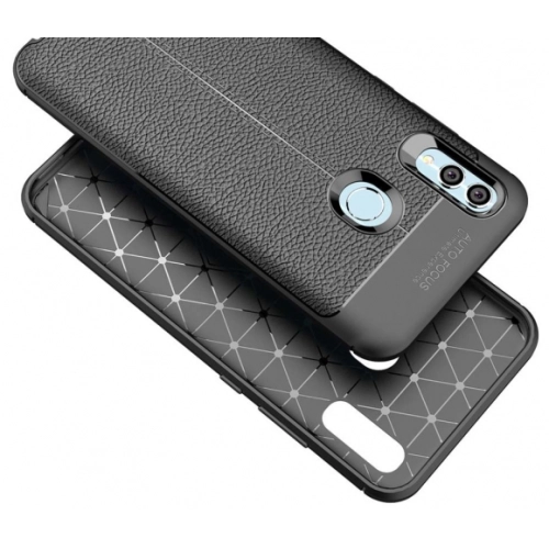 Huawei P Smart 2019 Kılıf Deri Görünümlü Lüks Parmak İzi Bırakmaz Niss Silikon Kapak - Lacivert