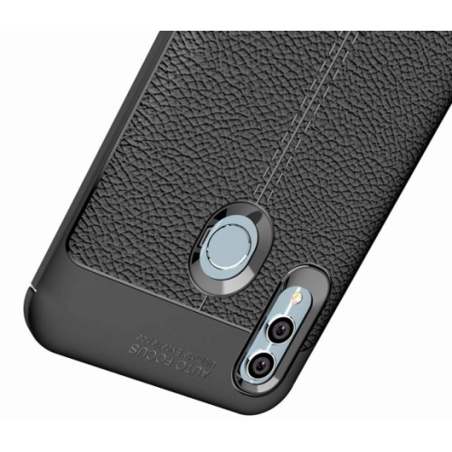 Huawei P Smart 2019 Kılıf Deri Görünümlü Lüks Parmak İzi Bırakmaz Niss Silikon Kapak - Kırmızı - Siyah