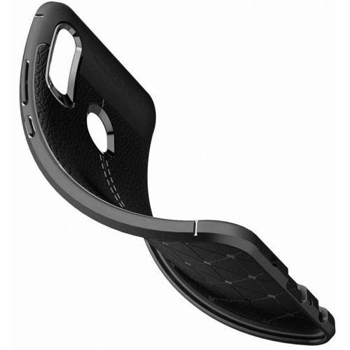 Huawei P Smart 2019 Kılıf Deri Görünümlü Lüks Parmak İzi Bırakmaz Niss Silikon Kapak - Kırmızı - Siyah