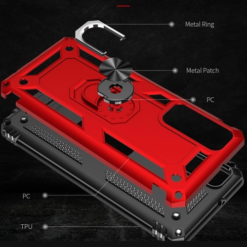 Huawei P Smart 2021 Kılıf Silikon Zırhlı Standlı Yüzüklü Mıknatıslı Tank Kapak - Gri