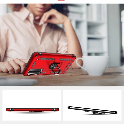 Huawei P Smart 2021 Kılıf Silikon Zırhlı Standlı Yüzüklü Mıknatıslı Tank Kapak - Gri