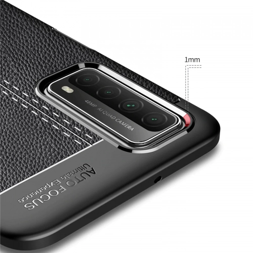 Huawei P Smart 2021 Kılıf Deri Görünümlü Lüks Parmak İzi Bırakmaz Niss Silikon Kapak - Siyah