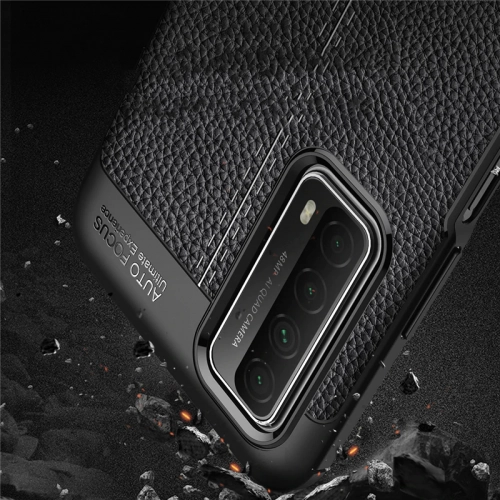 Huawei P Smart 2021 Kılıf Deri Görünümlü Lüks Parmak İzi Bırakmaz Niss Silikon Kapak - Siyah