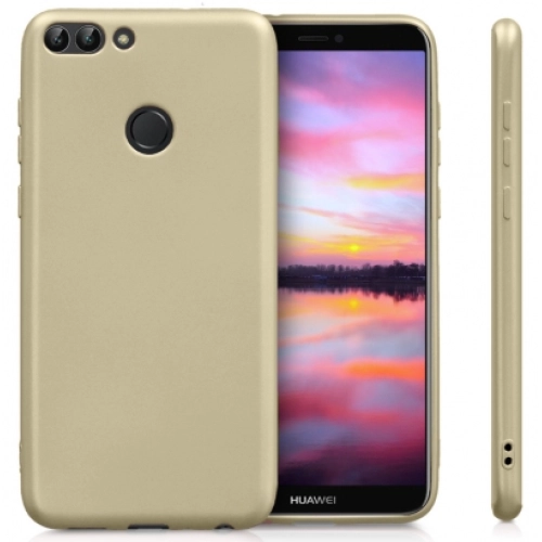 Huawei P Smart Kılıf İnce Soft Mat Renkli Esnek Silikon Kapak - Gold