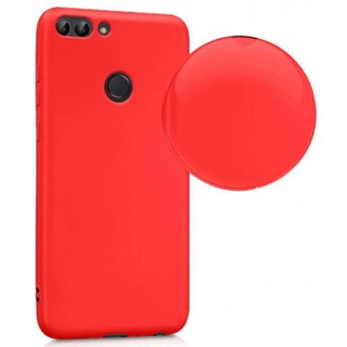 Huawei P Smart Kılıf İnce Soft Mat Renkli Esnek Silikon Kapak - Kırmızı