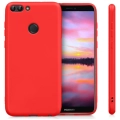 Huawei P Smart Kılıf İnce Soft Mat Renkli Esnek Silikon Kapak - Kırmızı