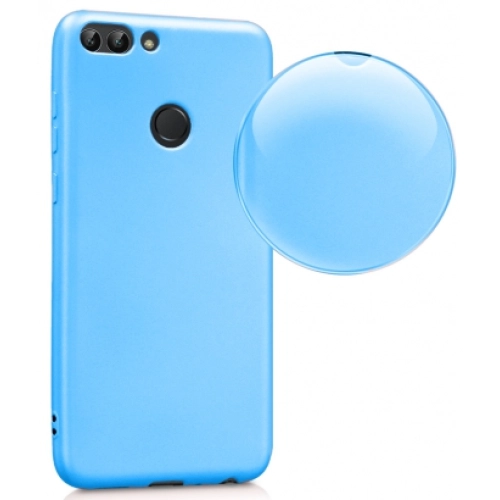 Huawei P Smart Kılıf İnce Soft Mat Renkli Esnek Silikon Kapak - Mavi