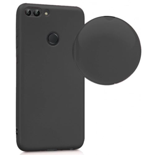 Huawei P Smart Kılıf İnce Soft Mat Renkli Esnek Silikon Kapak - Siyah