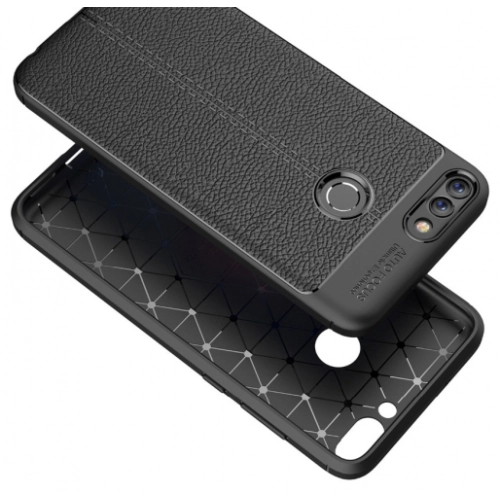 Huawei P Smart Kılıf Deri Görünümlü Lüks Parmak İzi Bırakmaz Niss Silikon Kapak - Lacivert