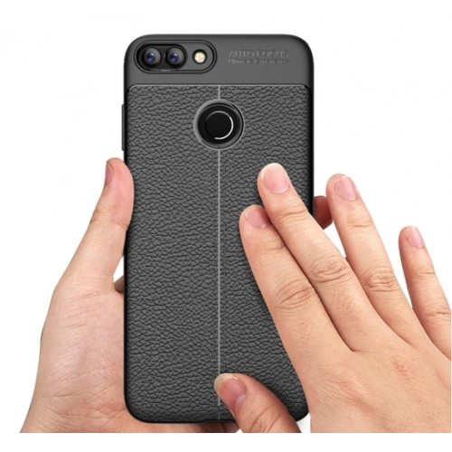 Huawei P Smart Kılıf Deri Görünümlü Lüks Parmak İzi Bırakmaz Niss Silikon Kapak - Lacivert