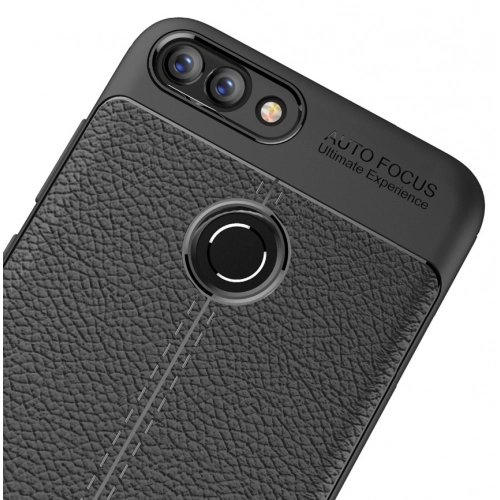 Huawei P Smart Kılıf Deri Görünümlü Lüks Parmak İzi Bırakmaz Niss Silikon Kapak - Siyah