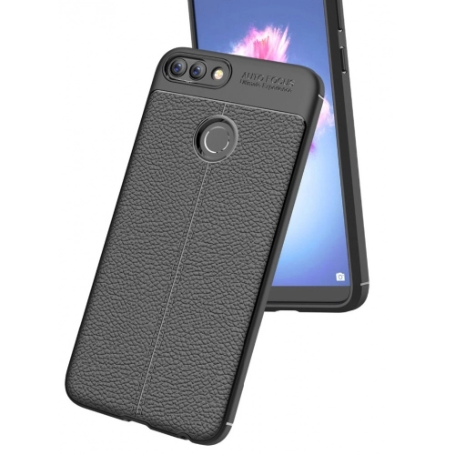 Huawei P Smart Kılıf Deri Görünümlü Lüks Parmak İzi Bırakmaz Niss Silikon Kapak - Lacivert