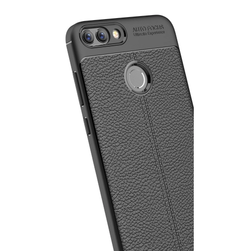 Huawei P Smart Kılıf Deri Görünümlü Lüks Parmak İzi Bırakmaz Niss Silikon Kapak - Lacivert