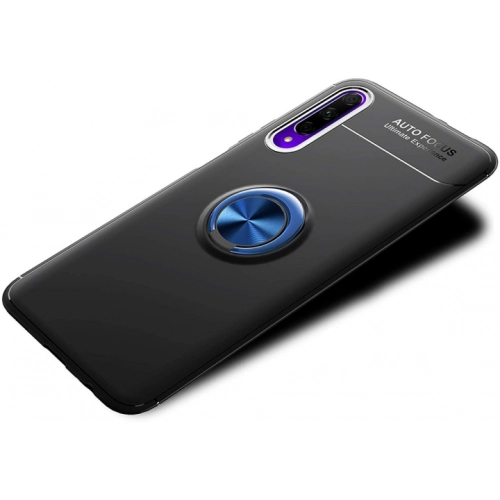 Huawei P Smart Pro 2019 Kılıf Renkli Silikon Yüzüklü Standlı Auto Focus Ravel Kapak - Kırmızı - Siyah