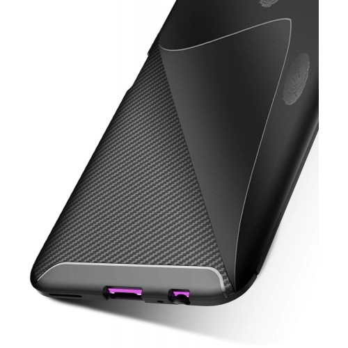 Huawei P Smart Pro 2019 Kılıf Silikon Parmak İzi Bırakmayan Karbon Soft Negro Kapak - Siyah