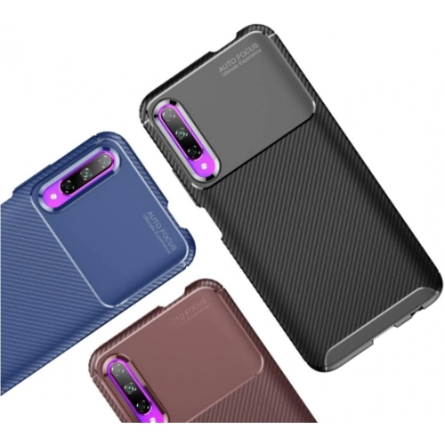 Huawei P Smart Pro 2019 Kılıf Silikon Parmak İzi Bırakmayan Karbon Soft Negro Kapak - Lacivert