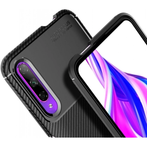 Huawei P Smart Pro 2019 Kılıf Silikon Parmak İzi Bırakmayan Karbon Soft Negro Kapak - Siyah