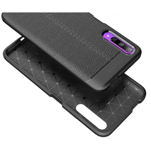 Huawei P Smart Pro 2019 Kılıf Deri Görünümlü Lüks Parmak İzi Bırakmaz Niss Silikon Kapak - Lacivert