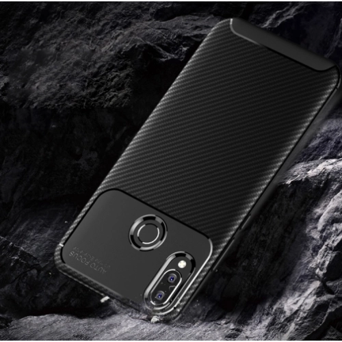 Huawei P20 Lite Kılıf Silikon Parmak İzi Bırakmayan Karbon Soft Negro Kapak - Siyah