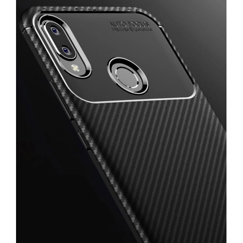 Huawei P20 Lite Kılıf Silikon Parmak İzi Bırakmayan Karbon Soft Negro Kapak - Siyah