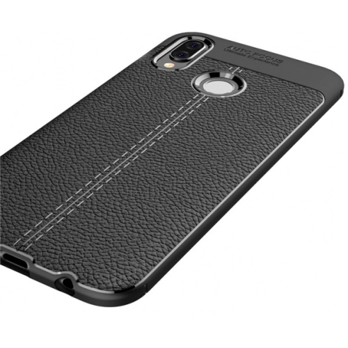 Huawei P20 Kılıf Deri Görünümlü Lüks Parmak İzi Bırakmaz Niss Silikon Kapak - Siyah