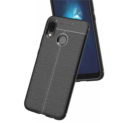 Huawei P20 Lite Kılıf Deri Görünümlü Lüks Parmak İzi Bırakmaz Niss Silikon Kapak - Lacivert