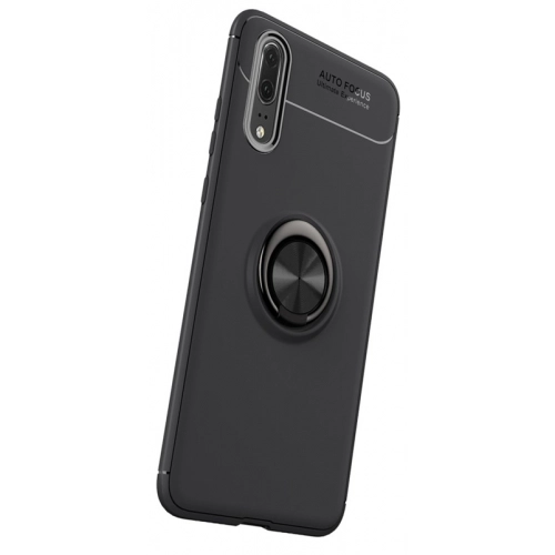 Huawei P20 Pro Kılıf Renkli Silikon Yüzüklü Standlı Auto Focus Ravel Kapak - Mavi