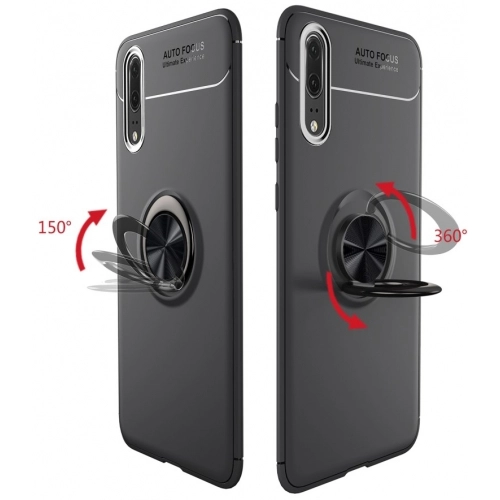 Huawei P20 Pro Kılıf Renkli Silikon Yüzüklü Standlı Auto Focus Ravel Kapak - Rose Gold