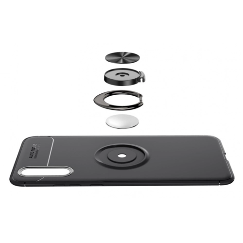 Huawei P20 Pro Kılıf Renkli Silikon Yüzüklü Standlı Auto Focus Ravel Kapak - Mavi