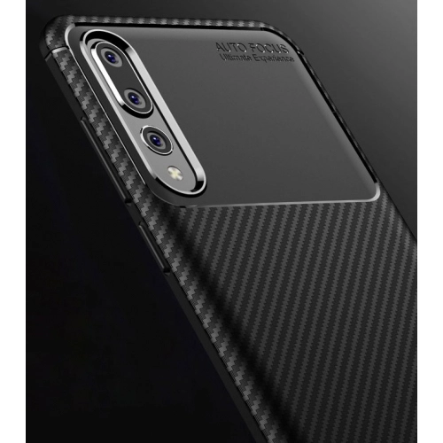 Huawei P20 Pro Kılıf Silikon Parmak İzi Bırakmayan Karbon Soft Negro Kapak - Lacivert