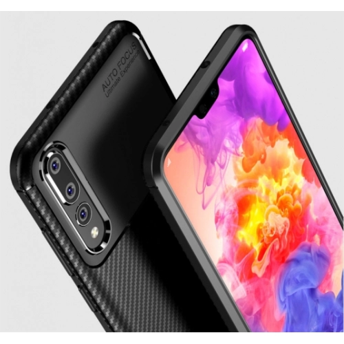 Huawei P20 Pro Kılıf Silikon Parmak İzi Bırakmayan Karbon Soft Negro Kapak - Lacivert