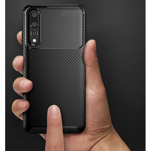 Huawei P20 Pro Kılıf Silikon Parmak İzi Bırakmayan Karbon Soft Negro Kapak - Lacivert