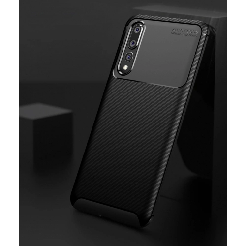 Huawei P20 Pro Kılıf Silikon Parmak İzi Bırakmayan Karbon Soft Negro Kapak - Lacivert