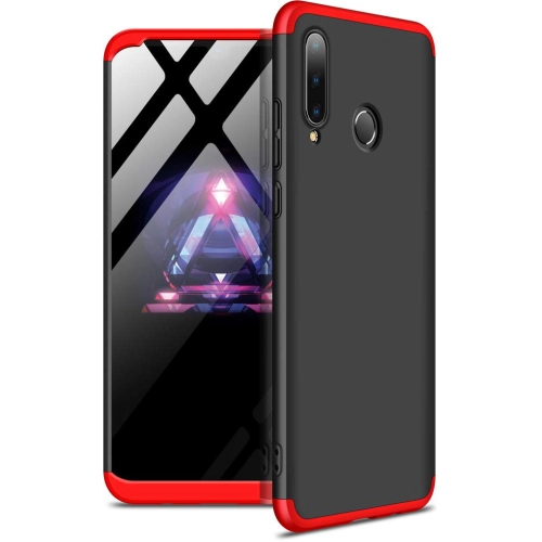 Huawei P30 Lite Kılıf 3 Parçalı 360 Tam Korumalı Rubber AYS Kapak - Kırmızı - Siyah
